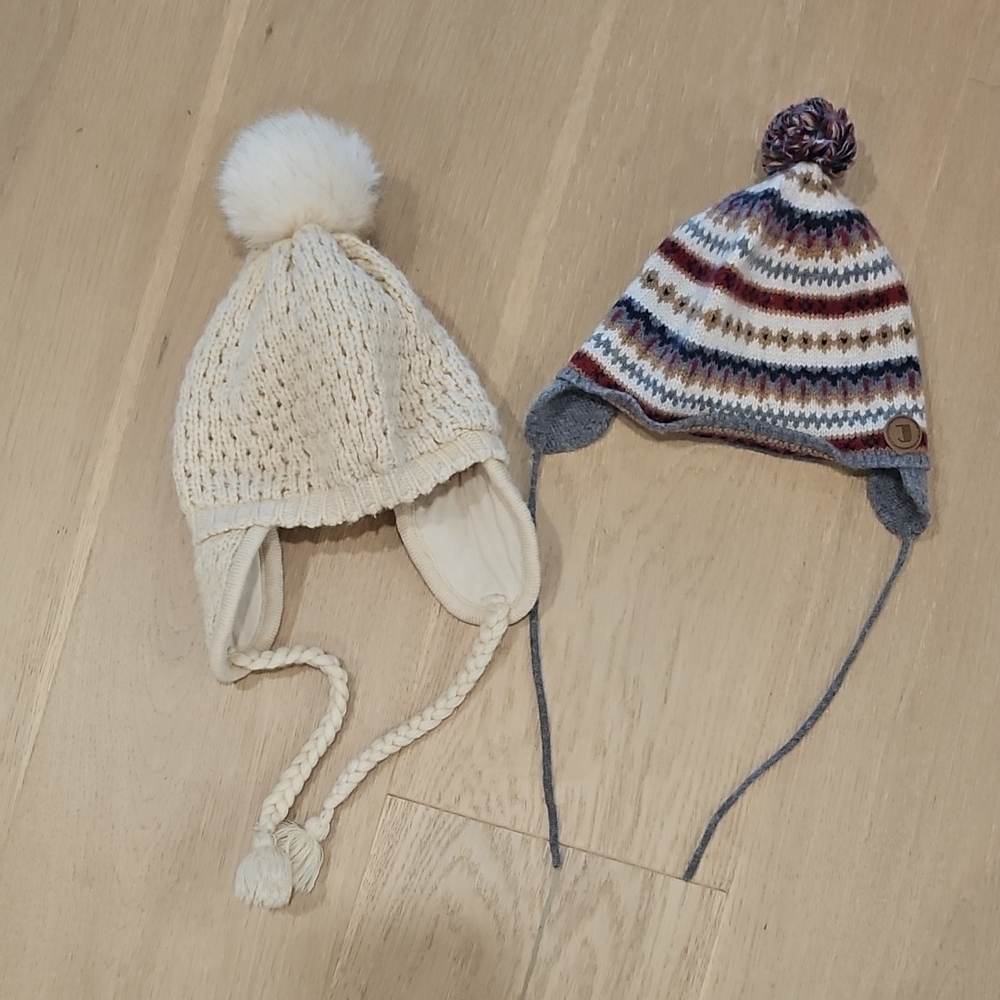 Baby Beige and Multicolored Knit Hat